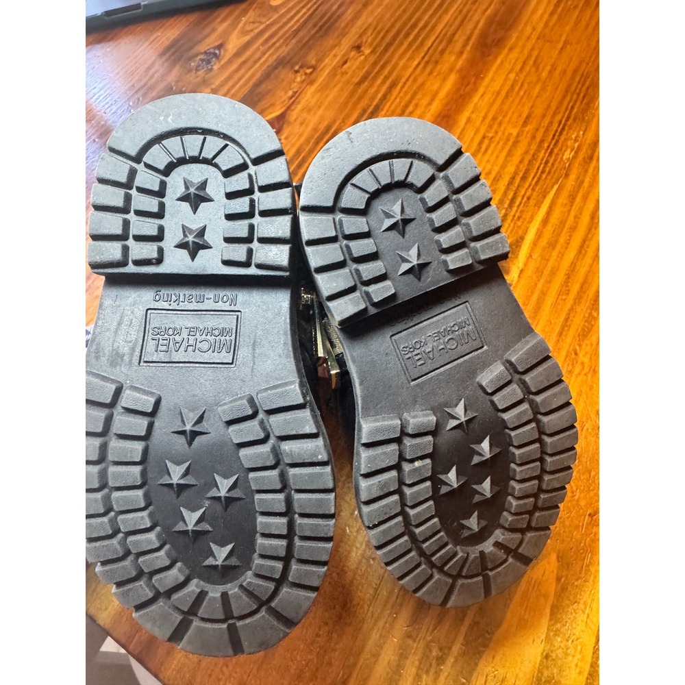 Michael Kors Haskell Toddler Girls Black MK Logo Combat Boots Size 7 Gold Studs - Picture 6 of 7